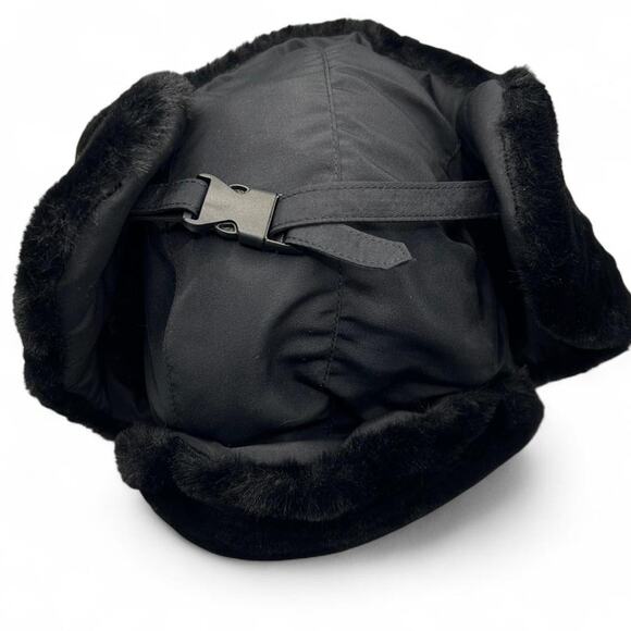 Hurley Black Faux Fur Trapper Ear Cover Winter Snow Outdoors Ski Hat Two Way - Picture 7 of 8